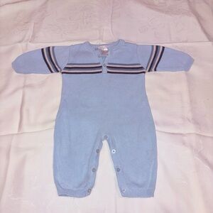 Cozy Vintage Blue Striped Kids Footie